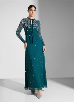 Frock and Frill Embellished Crew Neck maxi dress  - Image 4