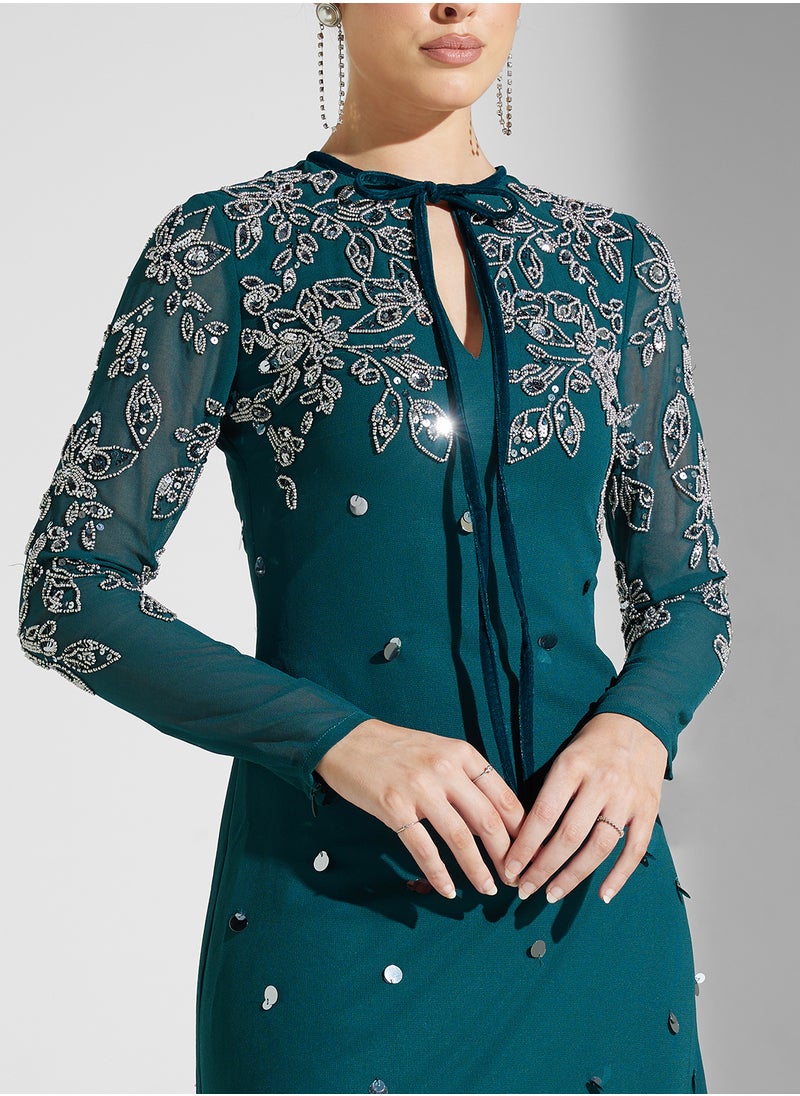 Frock and Frill Embellished Crew Neck maxi dress  - Image 3