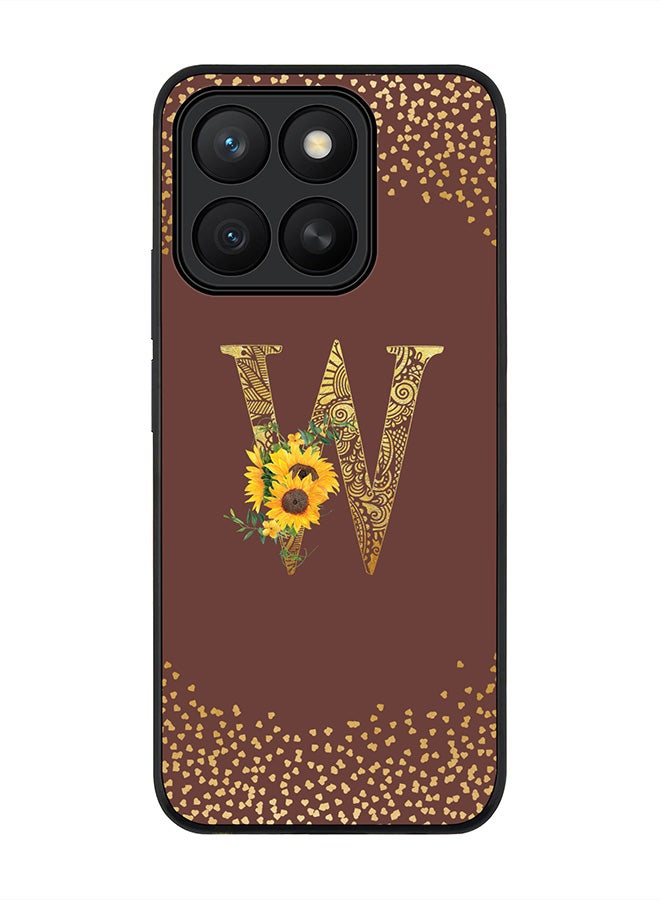 Stylizedd For Honor X8c Case,Slim fit Camera Protection, Shockproof Thin Phone cover  - Custom Floral Monogram - W  (Brown )
