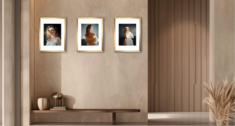 Hogaryo Set of 3 12x16 Picture Frame Gold Frames can Display 8.5x11 Picture with Mat or 12x16 Without Mat on the Wall - Image 2