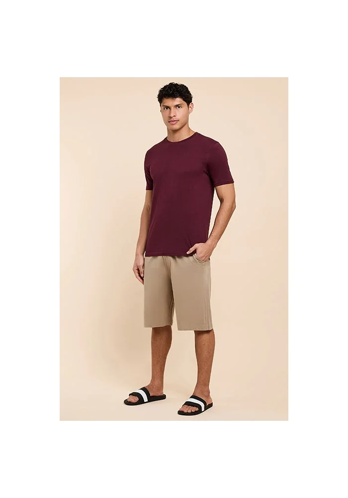 أر أند بي Solid Lounge Shorts with Drawstring Waist