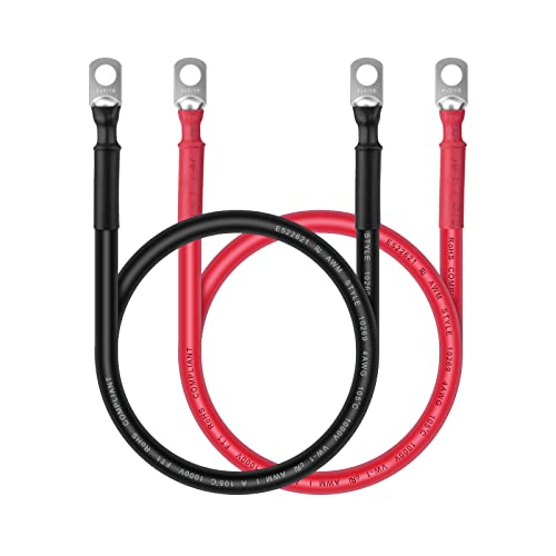 Battery Cables iGreely 4 Gauge Battery Power Inverter Cables with 516 Lugs for Solar Panle Automotive Motorcycle RV Marine Made with Copper 1 Black 1 Red 4 AWG 2ft60cm