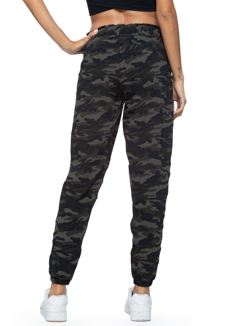 Haowind Joggers for Women with Pockets Elastic Waist Workout Sport Gym Pants Comfy Lounge Yoga Running Pants(Green Camo L) - Image 2