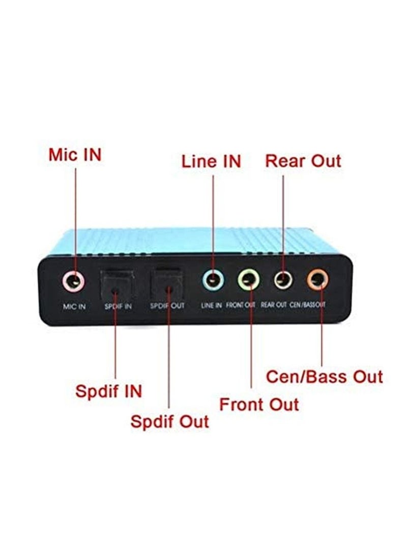 USB 2.0 Sound Card 6 Channel 5.1 Optical External Audio Card SPDIF Controller for PC Laptop Desktop  - Image 2
