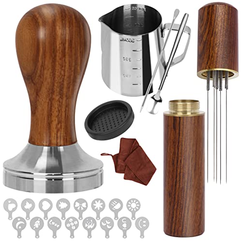 Y-Step 23 PCS Coffee Tamper Set, Espresso Accessories Kit Barista Kit, with Espresso Tamper 51mm, Coffee Stirrer, Frothing Pitcher, Tamper Mat, Latte Art Pen, Sandalwood Tamper for Espresso Machine - Image 1