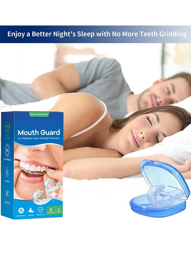Mouth Guard for Clenching Teeth at Night, Upgraded Night Guards for Teeth Grinding, Pack of 8 Moldable Mouth Guard Stops Bruxism and Teeth Clenching 2 Sizes with Two Travel Cases, Clear - Image 4
