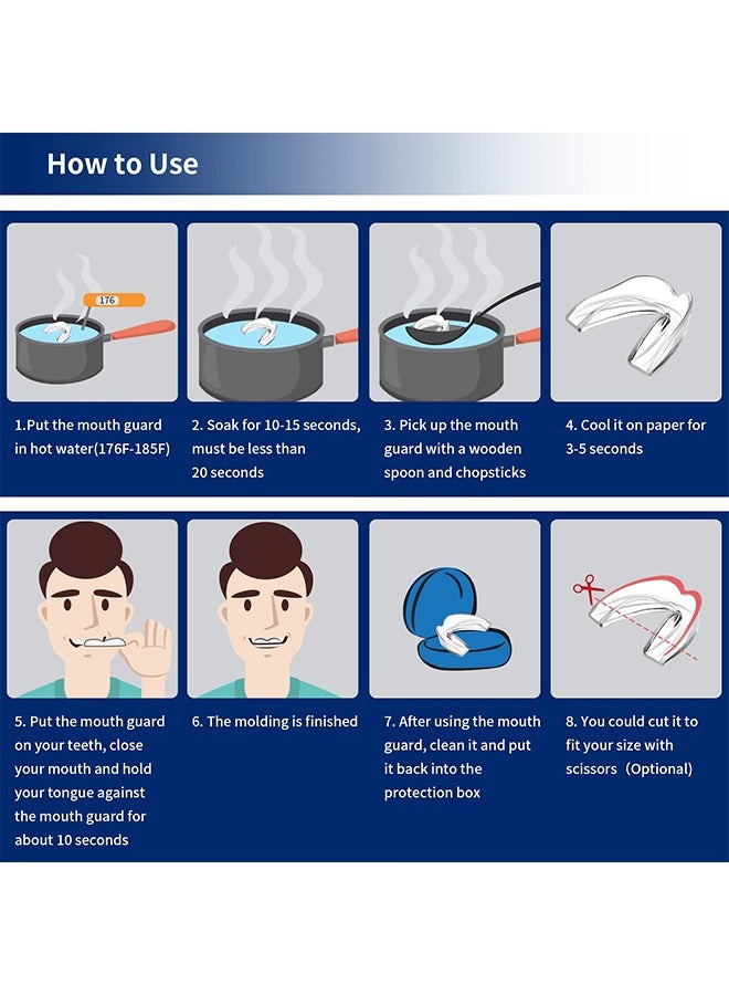 Mouth Guard for Clenching Teeth at Night, Upgraded Night Guards for Teeth Grinding, Pack of 8 Moldable Mouth Guard Stops Bruxism and Teeth Clenching 2 Sizes with Two Travel Cases, Clear - Image 5