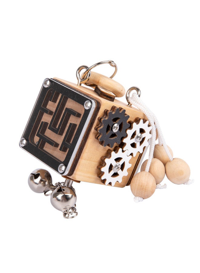 Wooden Montessori Children's Educational Montessori Busy Board Unlocking Teaching Aids 21-in-1 Science And Education Toys-Color:Busy Block (Maze)  - Image 1