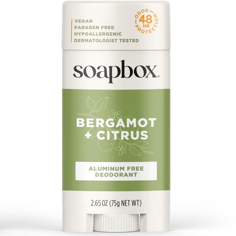 Soapbox Aluminum Free Deodorant Bergamot Citrus Scented Deodorant Scented AluminumFree Natural Deodorants 265oz