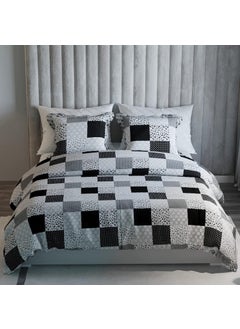 LABHAM LABHAM Retro 180TC Pure Cotton Super Soft Breathable Printed King Size Double Bed90 x 100 with 2 Pillow Covers Black White Grey RTDB04  - Image 2