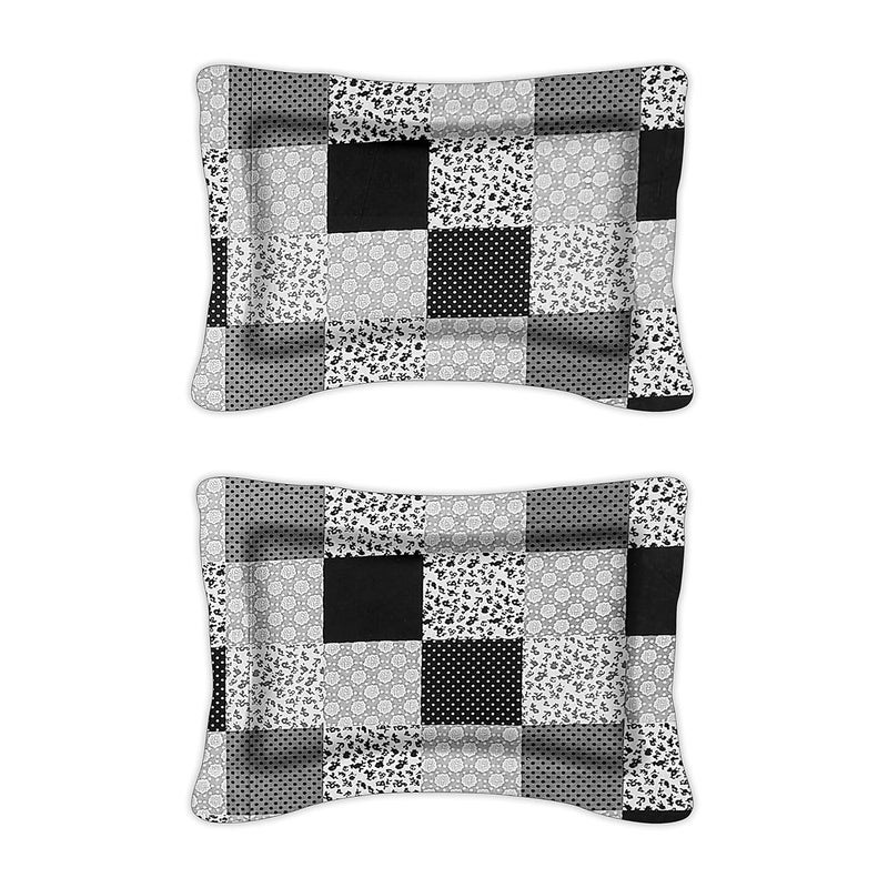 LABHAM Retro 180TC Pure Cotton Super Soft Breathable Printed King Size Double Bed90 x 100 with 2 Pillow Covers Black White Grey RTDB04 - Image 5