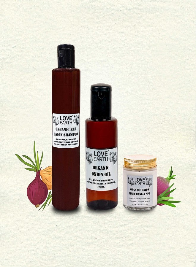 Love Earth Anti Hair Fall Kit With Organic Red Onion, Reetha & Aloe Vera Extract For Hair Growth & Hair Fall Control, Paraben & SLS Free - Image 3