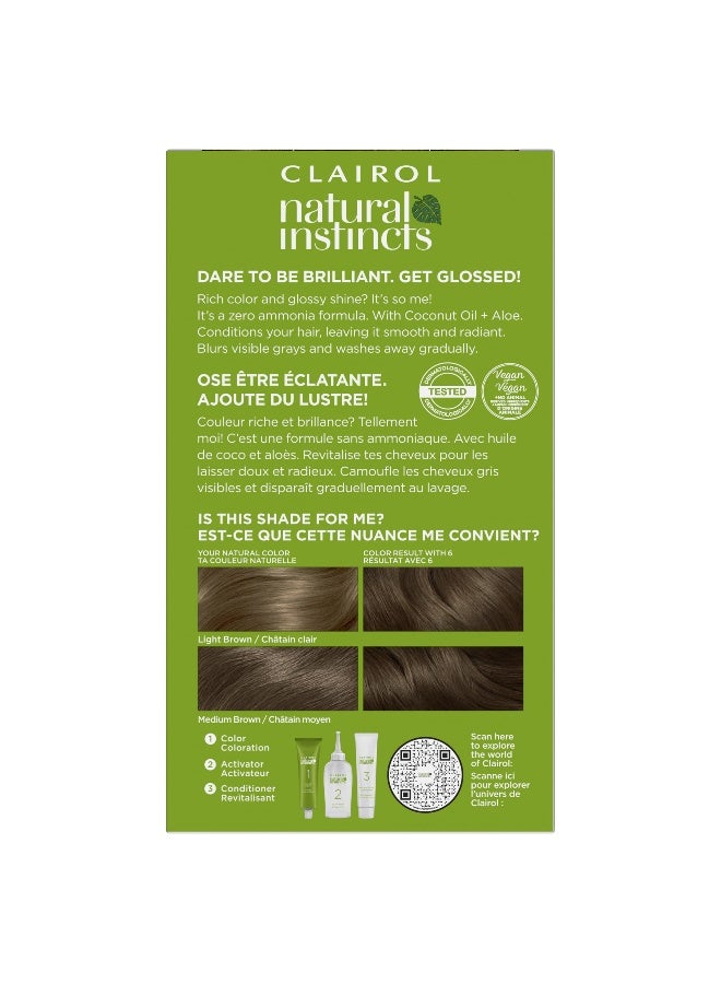 Clairol Natural Instincts DemiPermanent Hair Color 6 Light Brown Hair Color Pack of 1 - Image 2