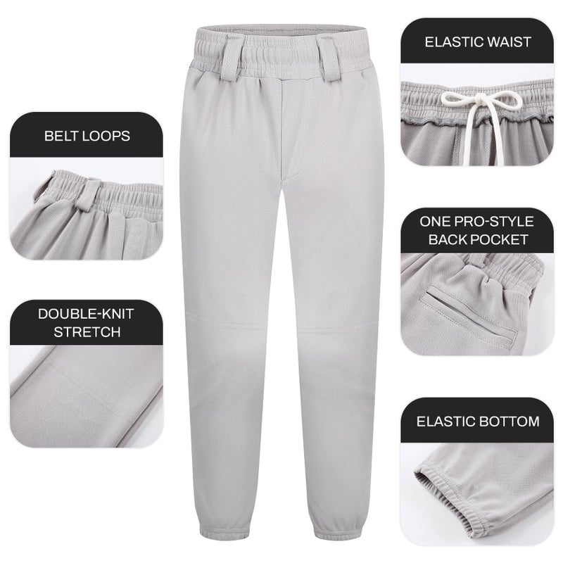 VOGRYE 2T/3 toT/4T/5T-8 Year Youth Toddler Boys Baseball Pants Girl Softball Pants Kids Tee Ball Pants with Side Piping/Braid (Grey,5 T) - Image 4