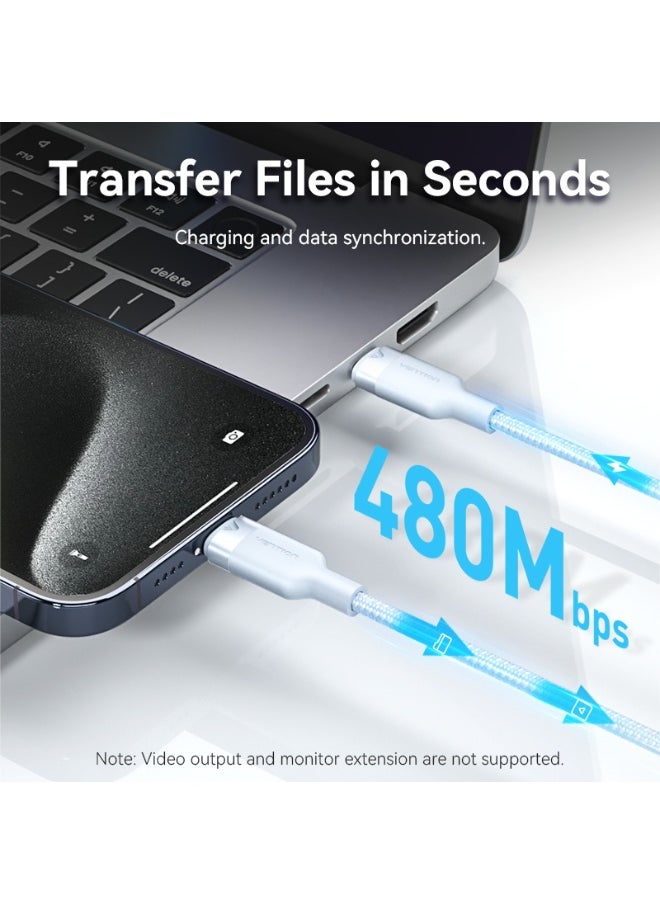 فينشن كابل VENTION USB 2.0 من نوع C ذكر إلى ذكر بقدرة 3 أمبير طوله 2 متر مصنوعة من سبائك الألومنيوم البيضاء نموذج# TRDWF  - Image 5