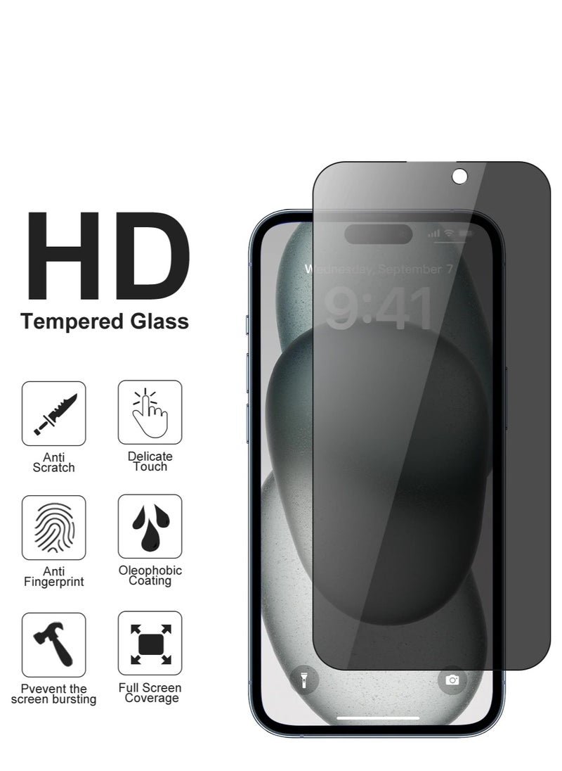 HEXABEX Privacy 5D Tempered Glass Screen Protector for iPhone 15 pro 6.1inch Black/Clear  - Image 3