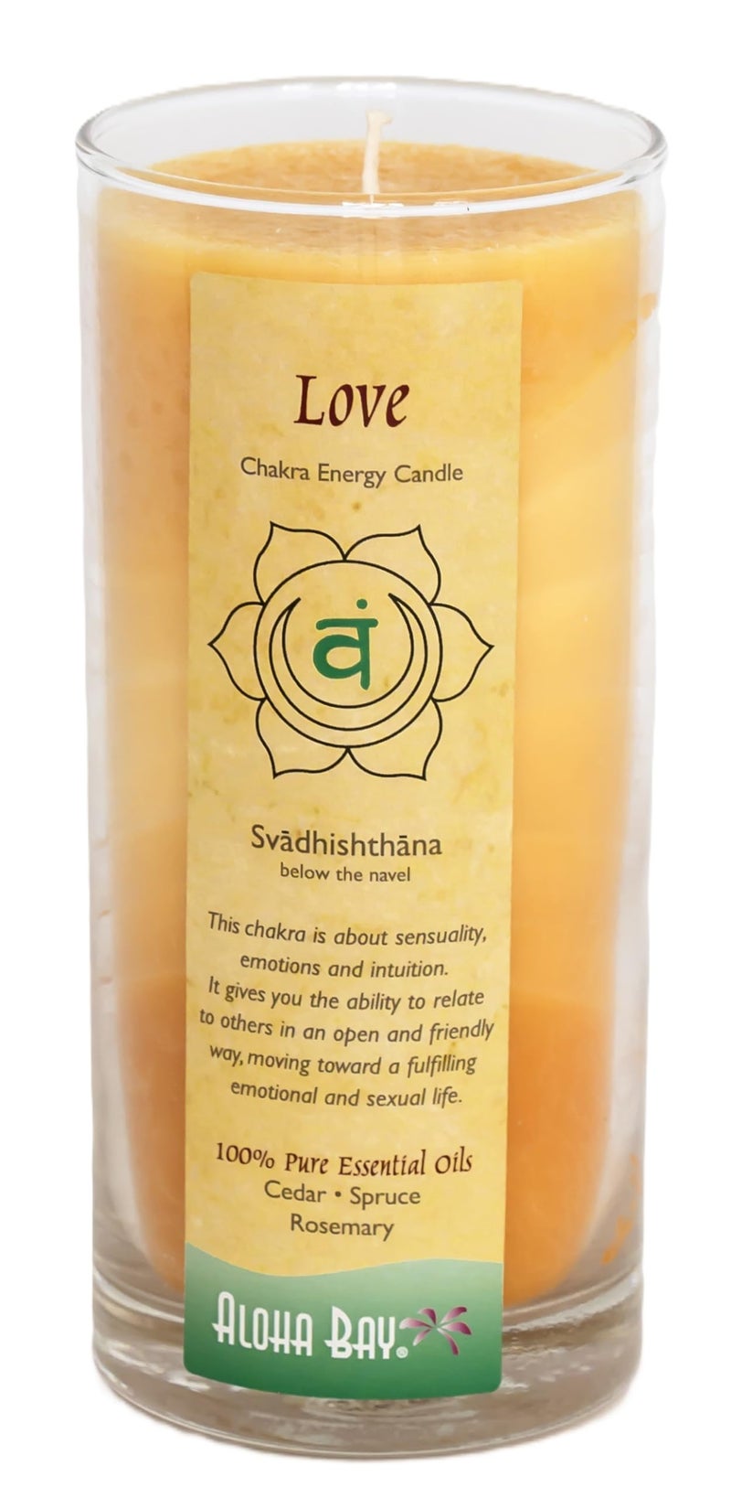 Aloha Bay Premium Scented Candle Hand Made Chakra Energy Jar  11 Oz Jar  Love Svadhishtana Yoga Prayer  Meditation Candle  Long Burn 60 Hours  Essential Oils of Cedar Spruce  Rosemary  Aloha Bay - Image 1