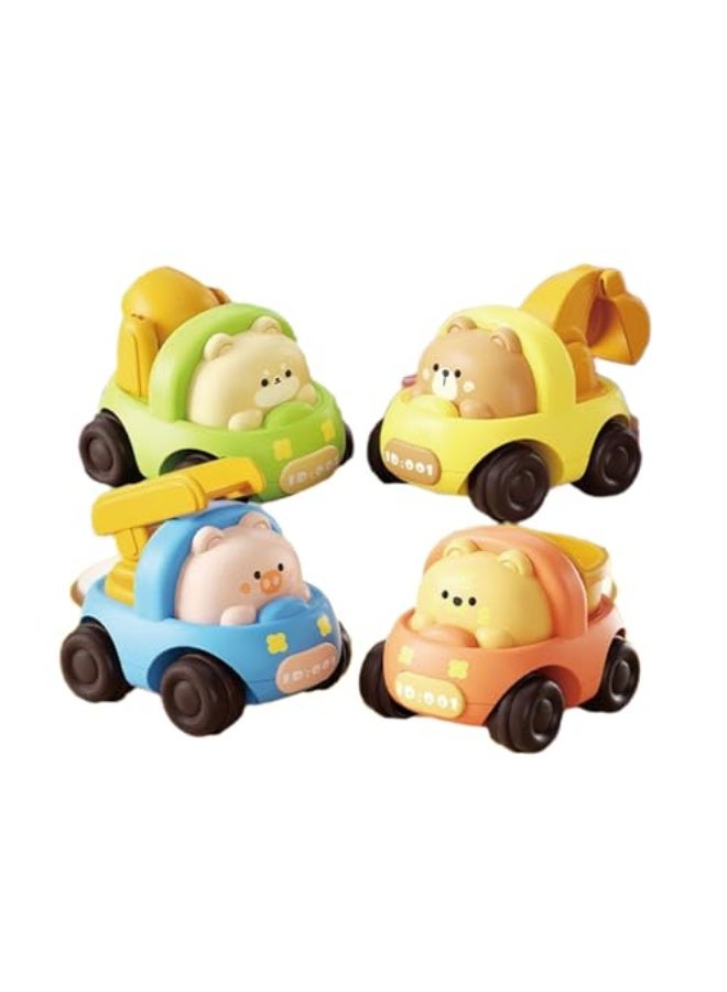 Tmiulu 4-Pack Toddler Toy Cars for Kids Ages 1-3 - Colorful Animal Models (Yellow Bear, Orange Tiger, Green Dog, Blue Pig) – Fun Educational Toy for Boys & Girls to Learn Colors & Animals - Image 1