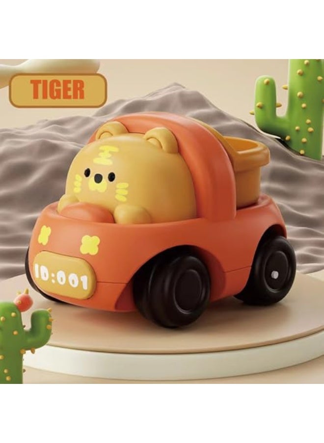 Tmiulu 4-Pack Toddler Toy Cars for Kids Ages 1-3 - Colorful Animal Models (Yellow Bear, Orange Tiger, Green Dog, Blue Pig) – Fun Educational Toy for Boys & Girls to Learn Colors & Animals - Image 3