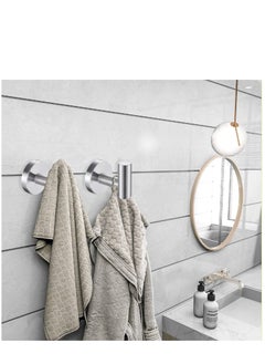 KASTWAVE Wall Towel Hooks Coat Hook Bathroom Robe 304 Stainless Steel Heavy Duty Door Hanger Towel Robe Clothes Cabinet Closet Sponges Hook Bathroom Bedroom Kitchen Hotel Pool 4 Packs (Silver)  - Image 5