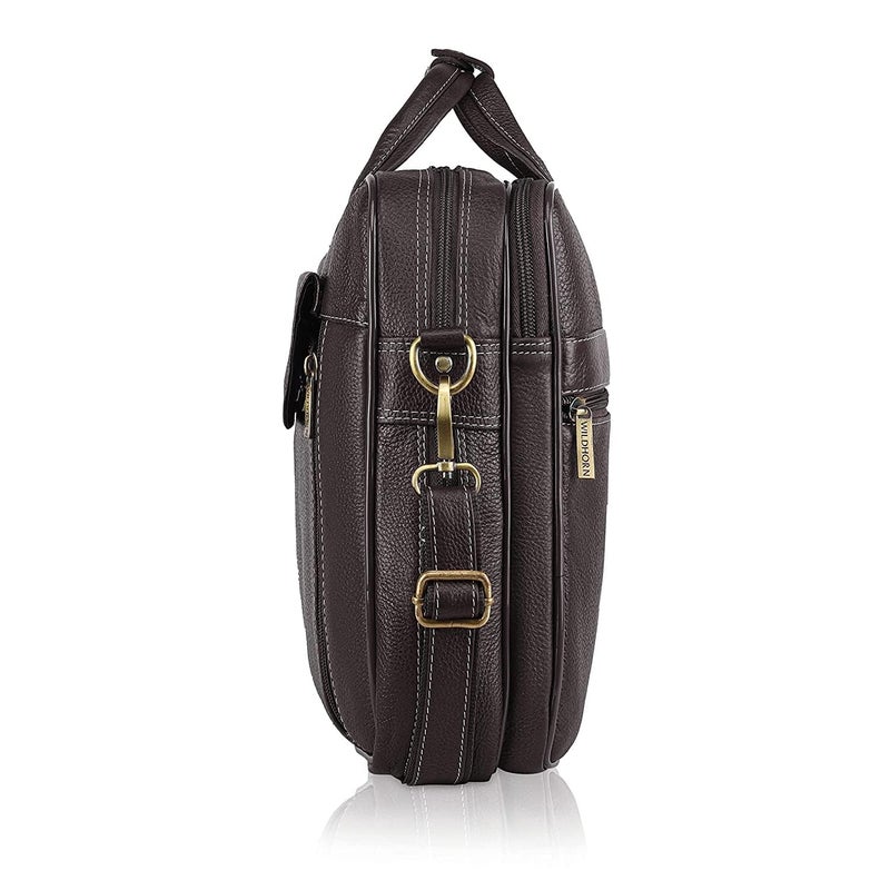 Wildhorn حقيبة مكتب جلدية أصلية للرجال - حقيبة لابتوب بحجم 15.6 بوصة مع أحزمة قابلة للتعديل، وأقسام متعددة، وتصميم أنيق واحترافي - متينة وأنيقة مع ضمان لمدة سنة واحدة. - Image 5