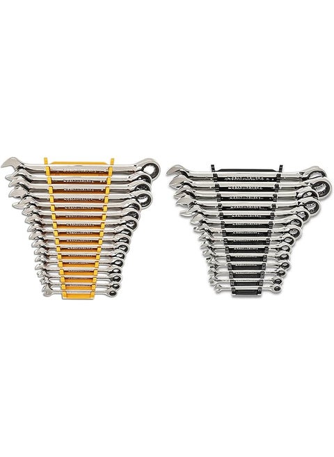 30 Piece 12 Point Ratcheting Combination Sae Metric 1 4 1 Inch 8 24 Mm Wrench Set With Wrench Racks 86702