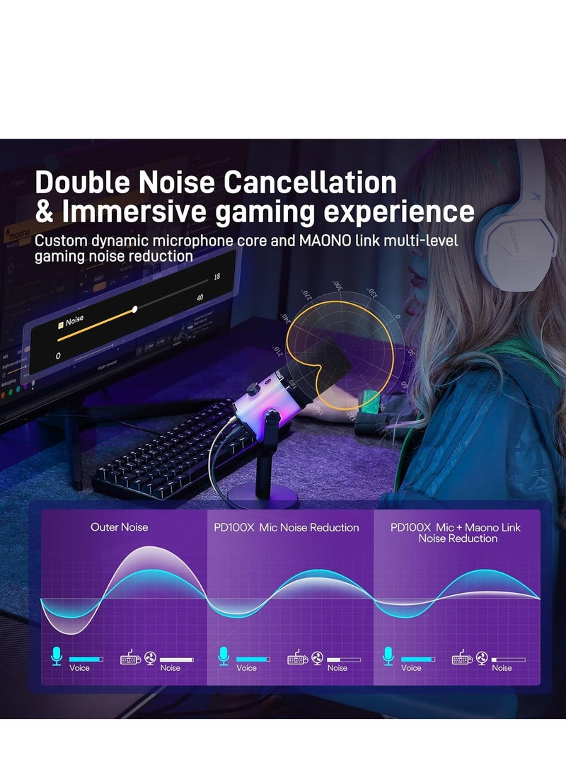 ماونو MAONO XLR/USB Gaming Microphone with Software, Dynamic PC Microphone with RGB for Streaming Podcast Vocal Recording, Computer Mic with Noise Cancellation, Mute Button, Gain Knob - Image 3