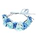 LLinfflr Floral Garland Crown Boho Flower Headband Hair Wreath Floral Halo Headpiece with Ribbon Wedding Party Blue - Image 2