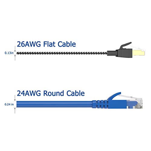 Orbram Cat 8 Ethernet Cable 150 ft, Nylon Braided High Speed Heavy Duty Network LAN Patch Cord, 40Gbps 2000Mhz SFTP RJ45 Flat Internet Cable Shielded in Wall, Indoor&Outdoor for Modem/Router/Gaming/PC - Image 2
