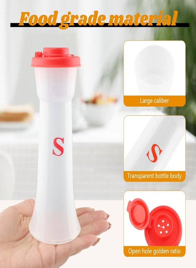 QWLWBU Set of 2 Salt and Pepper Shakers with Lids,Large Hourglass Moistur-e Proof Salts Shaker Pepper Food Containers for Cooking Kitchen Baking Salt Candy, Red and Black - Image 3