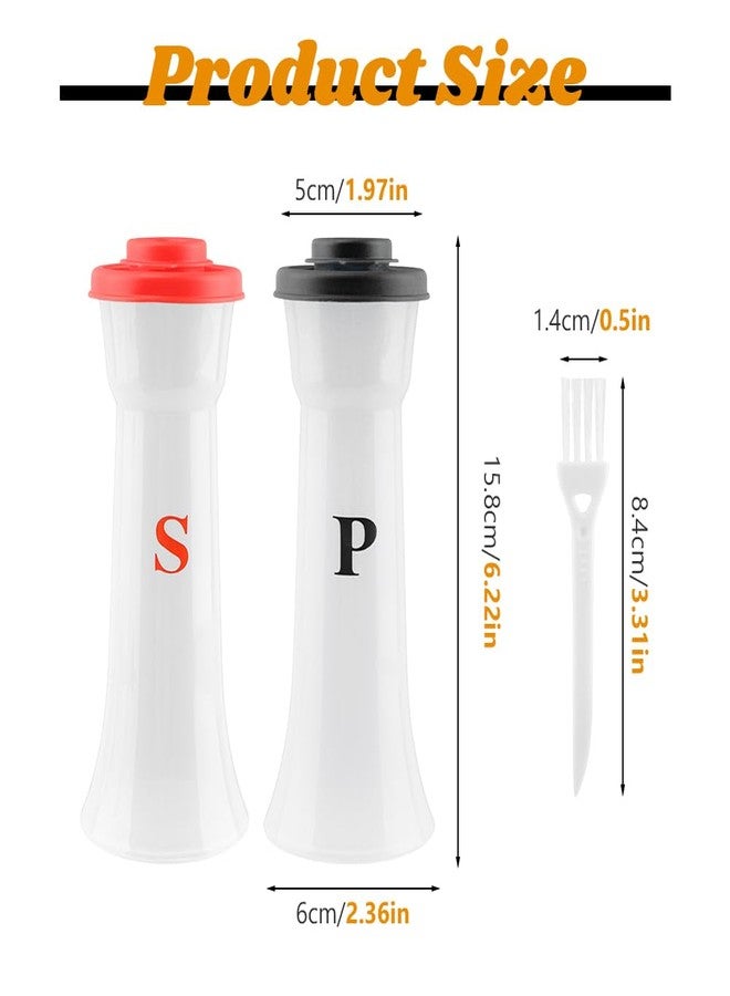 QWLWBU Set of 2 Salt and Pepper Shakers with Lids,Large Hourglass Moistur-e Proof Salts Shaker Pepper Food Containers for Cooking Kitchen Baking Salt Candy, Red and Black - Image 2