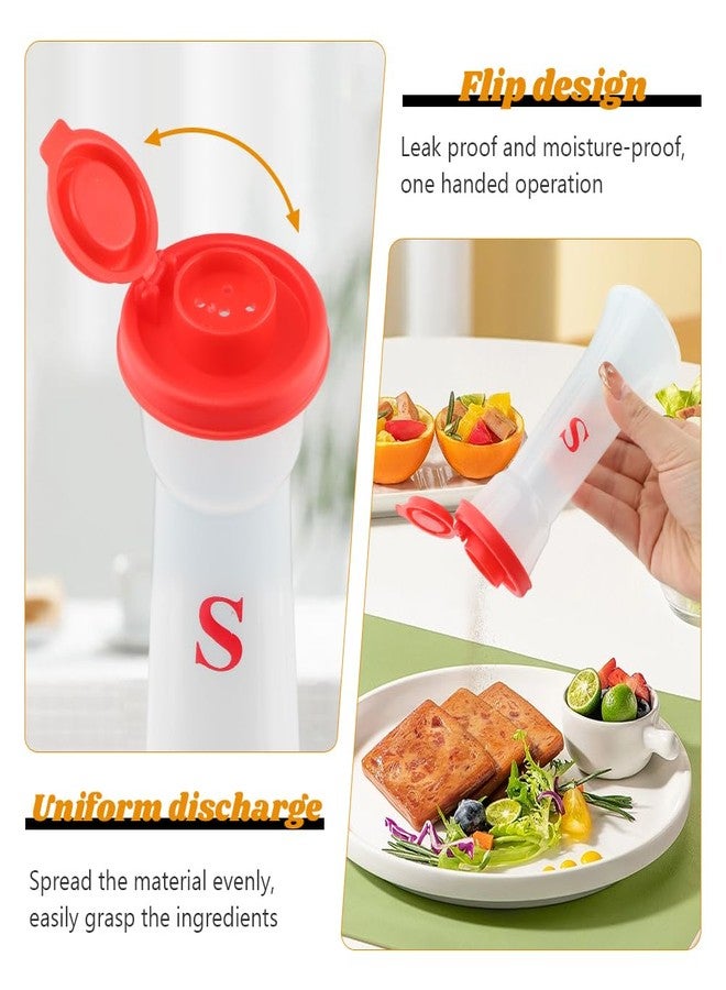 QWLWBU Set of 2 Salt and Pepper Shakers with Lids,Large Hourglass Moistur-e Proof Salts Shaker Pepper Food Containers for Cooking Kitchen Baking Salt Candy, Red and Black - Image 5