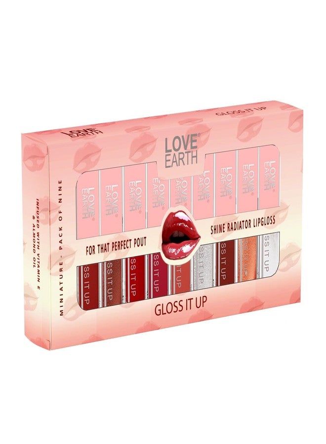 Love Earth Liquid Lip Gloss Pack Of 9 For Soft & Dewy Lips Enriched with Vitamin E & Almond Oil Lip Color For Glossy Look |Lightweight Non Sticky Lip shiner For Moisturizing Lips (Multicolor)2ml Each - Image 1
