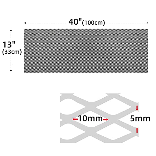 AggAuto Universal 40"x13" Car Grill Mesh - 100x33cm Aluminum Alloy Automotive Grille Insert Bumper 5x10mm Rhombic Hole, One of the Most Multifunctional Shape Grids Black - Image 2