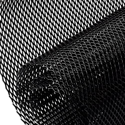 AggAuto Universal 40"x13" Car Grill Mesh - 100x33cm Aluminum Alloy Automotive Grille Insert Bumper 5x10mm Rhombic Hole, One of the Most Multifunctional Shape Grids Black - Image 1