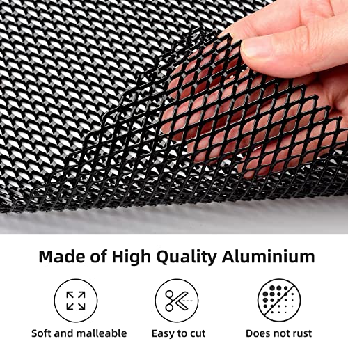 AggAuto Universal 40"x13" Car Grill Mesh - 100x33cm Aluminum Alloy Automotive Grille Insert Bumper 5x10mm Rhombic Hole, One of the Most Multifunctional Shape Grids Black - Image 4