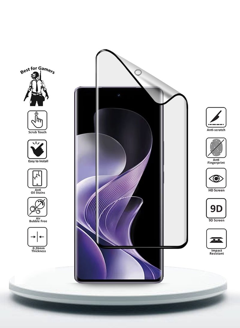 Wtech vivo V40 / V40 Pro / V40 Lite 5G 2024 Nano Ceramic Full Glue Full Cover Matte Flexible Screen Protector (MSCNMN) - Clear/Black - Image 2