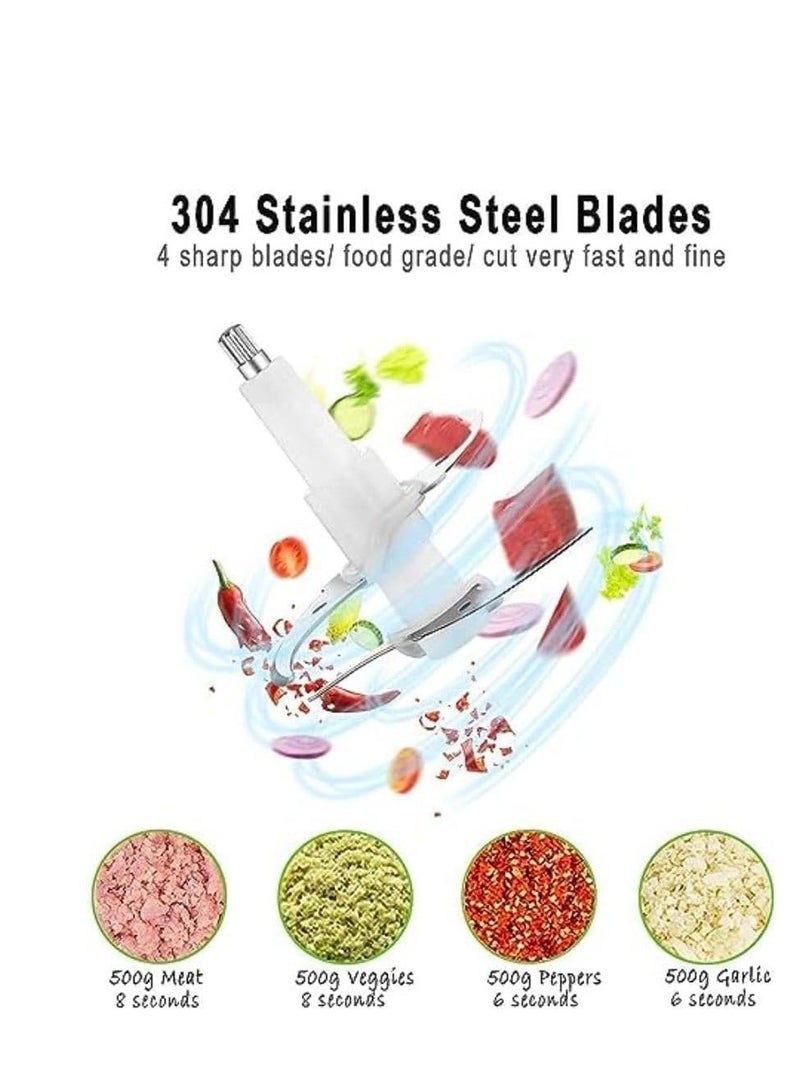 Food Chopper, Electric Meat Chopper with Powerful Motor, 3.8L Stainless Steel Bowl, 2 Speed Levels, Safety Function, 300W Multi Chopper for Meat, Fruits, Baby Food, Vegetables,Onion - Image 4