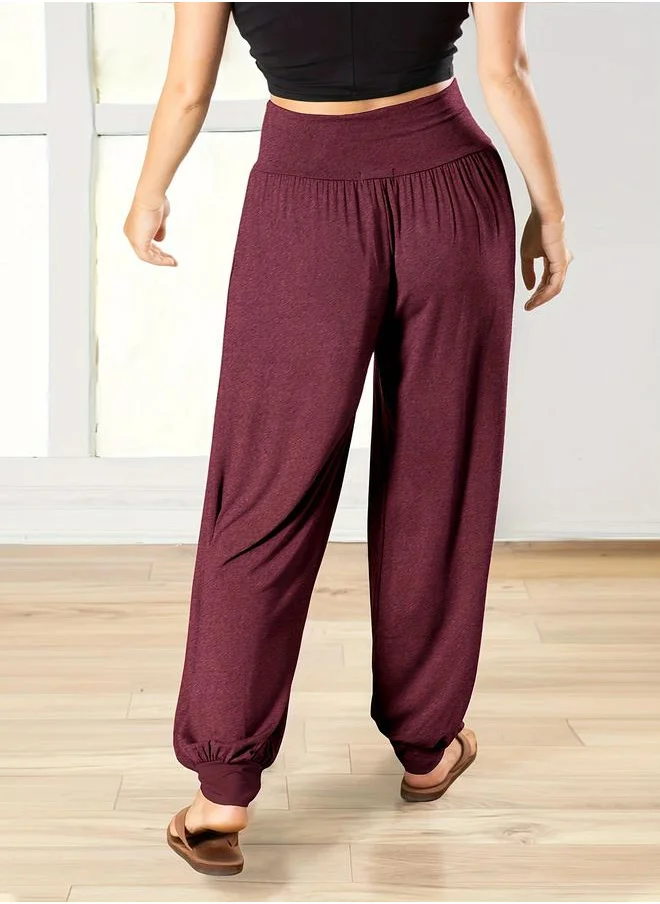 تايك تو Take Two Solid Loose Fit Wide Waist Lantern Pants