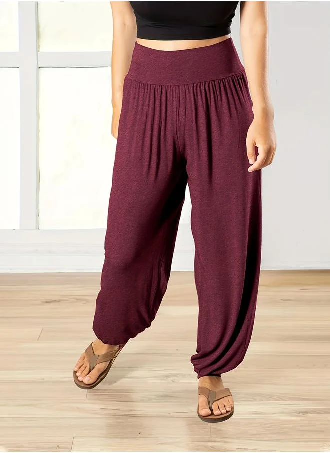 تايك تو Take Two Solid Loose Fit Wide Waist Lantern Pants