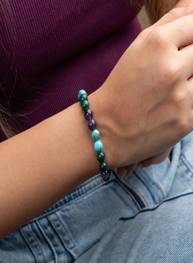 Mesmerize Mystic Malachite Natural Stone Bracelet | Handcrafted with Amethyst & Turquoise | Durable MagSnap 2 Magnetic Closure | Certified Original Stones | Lab-Tested Certificate & 6-Month Warranty Included. - Image 3