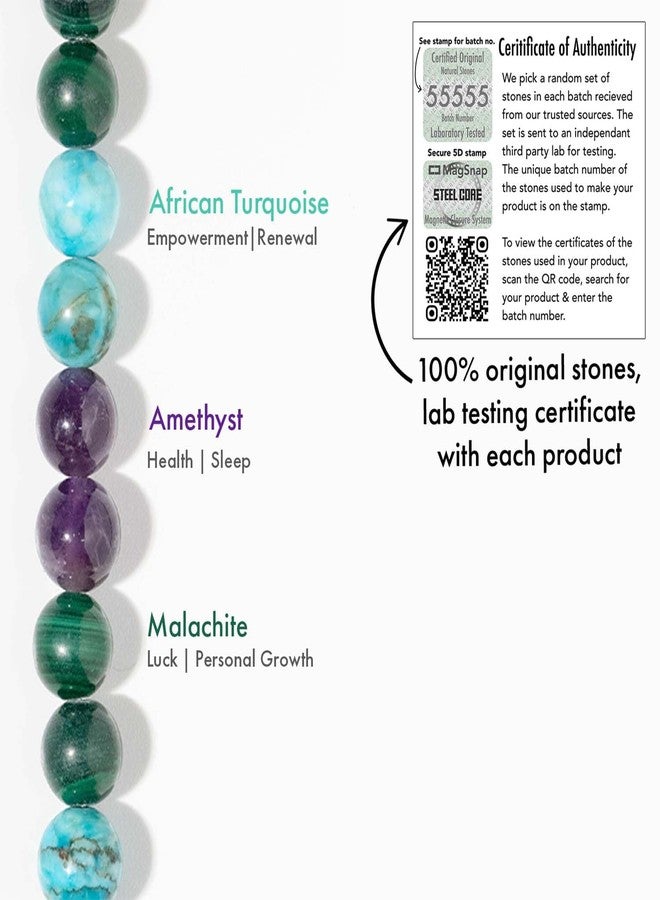 Mesmerize Mystic Malachite Natural Stone Bracelet | Handcrafted with Amethyst & Turquoise | Durable MagSnap 2 Magnetic Closure | Certified Original Stones | Lab-Tested Certificate & 6-Month Warranty Included. - Image 4