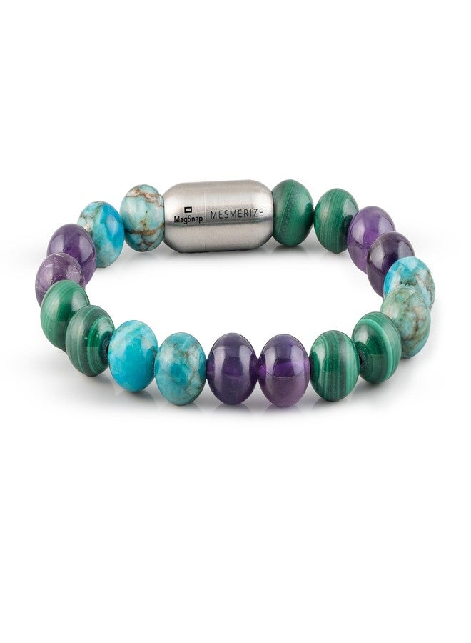 Mesmerize Mystic Malachite Natural Stone Bracelet | Handcrafted with Amethyst & Turquoise | Durable MagSnap 2 Magnetic Closure | Certified Original Stones | Lab-Tested Certificate & 6-Month Warranty Included. - Image 1
