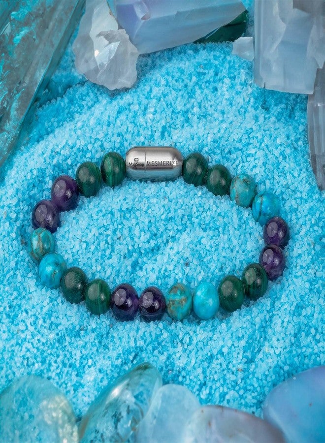 Mesmerize Mystic Malachite Natural Stone Bracelet | Handcrafted with Amethyst & Turquoise | Durable MagSnap 2 Magnetic Closure | Certified Original Stones | Lab-Tested Certificate & 6-Month Warranty Included. - Image 2