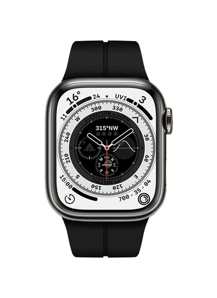 Apple Watch Band 42mm 44mm 45mm 49mm Magnetic Band D-buckle Silicone Sport Strap Replacement Wrist Band Black