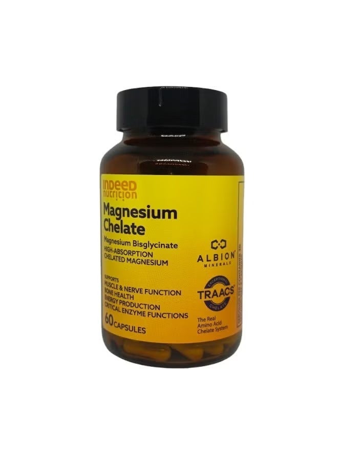 Indeed Nutrition Magnesium Chelate – 60 Capsules | High-Absorption Magnesium for Muscle, Bone, Nerve & Heart Health - Image 1