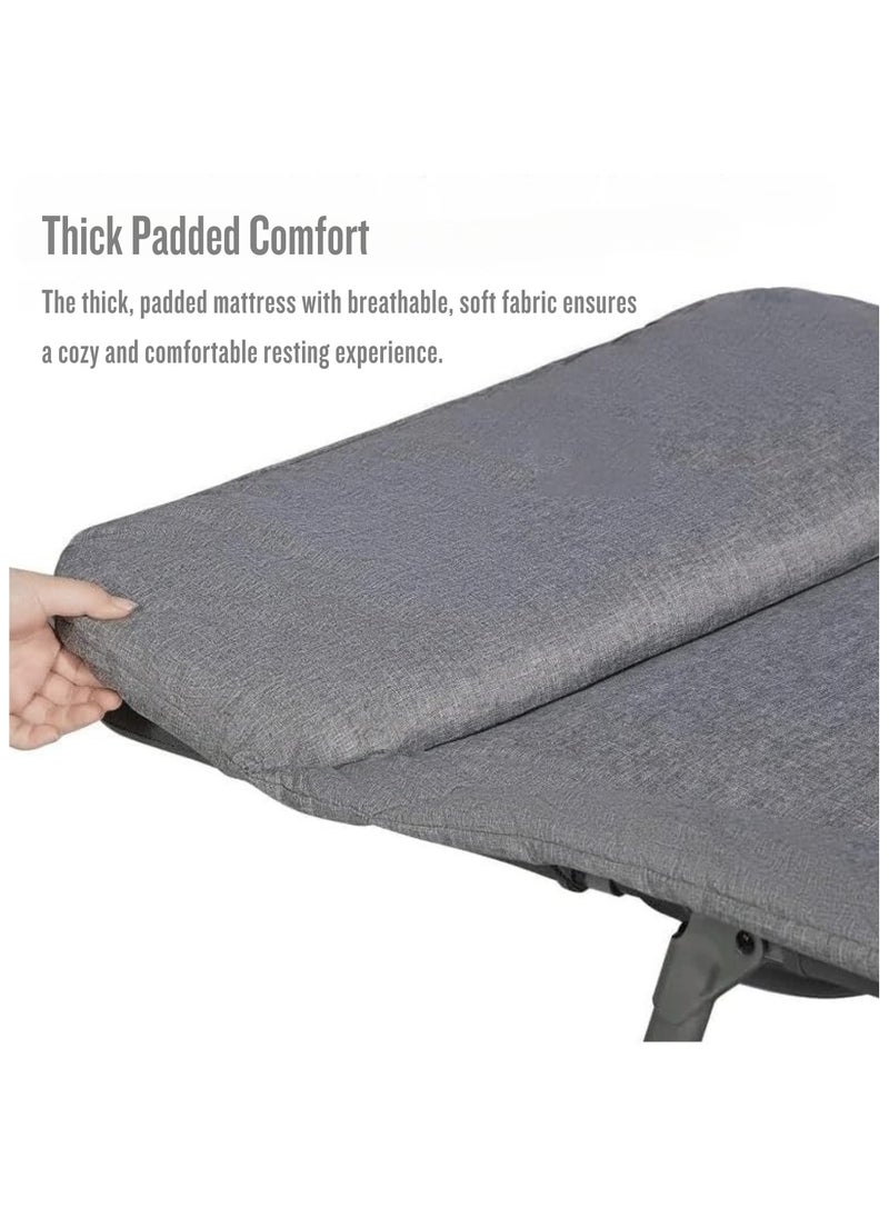 Foldable Camping Cot, Portable Sleeping Bed for Adults, Lightweight and Sturdy, Folding Cot for Camping, Office, Travel, and Outdoor Use, Compact, Easy to Carry, Durable Frame, Comfortable Design