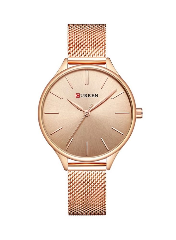 CURREN ساعة أنالوج نسائية مقاومة للماء من سبائك 9024 - 36 مم - ذهب وردي - Image 1