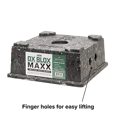 Ekon OX BLOX MAXX Heavy Duty Trailer Jack Block - 10.5x10.5x4.5 Inches - 6.8 lbs Weight - 5th Wheel RV Jack Block for 9" Round Feet - 9" and Smaller Feet Nest Securely Within Ridges - Image 4