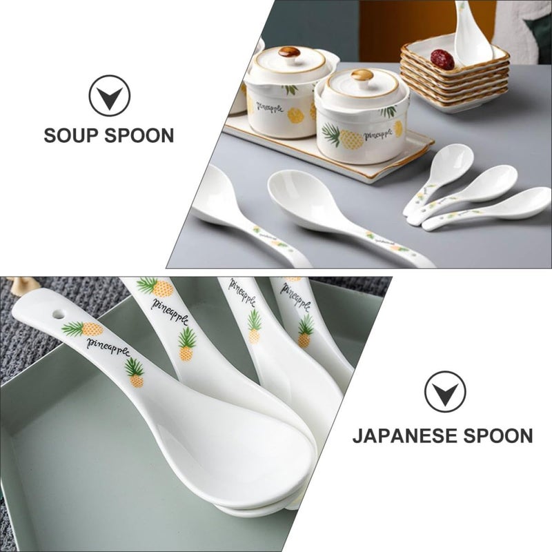 4pcs Japanese Ceramic Soup Spoons Small Porcelain Bone China Tableware Set for Ramen Pho Asian Cuisine Serving - Image 3